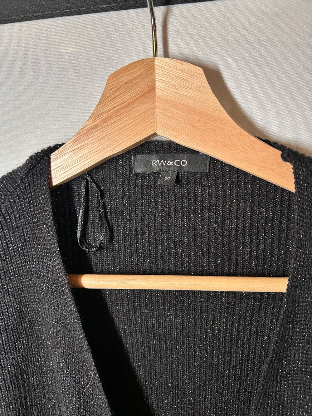 RW&CO. Black Sparkle Wrap Cardigan - Size S - Picture 4 of 5